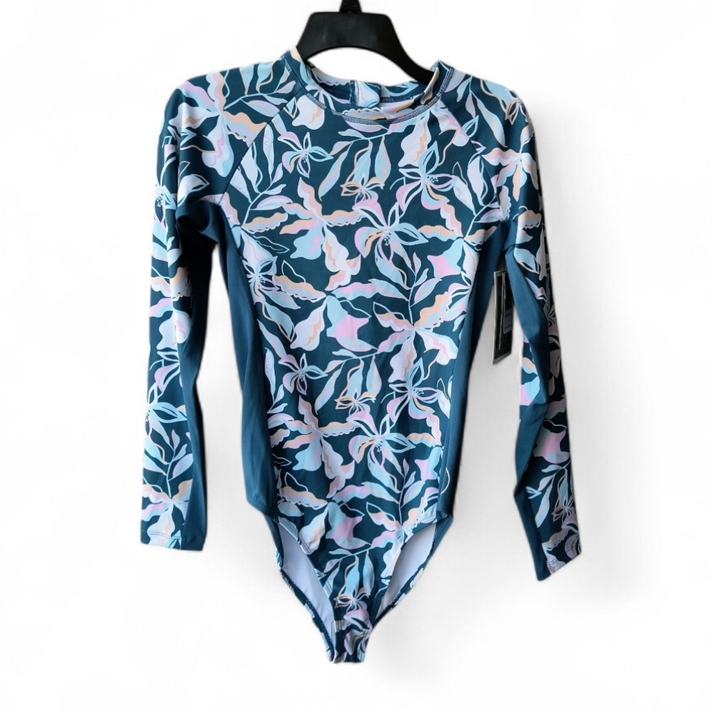 Evo Floral Long Sleeve Beach Vacation Resort Upf 50 Quick Dry Swimsuit M Nwt — image 2 of 8